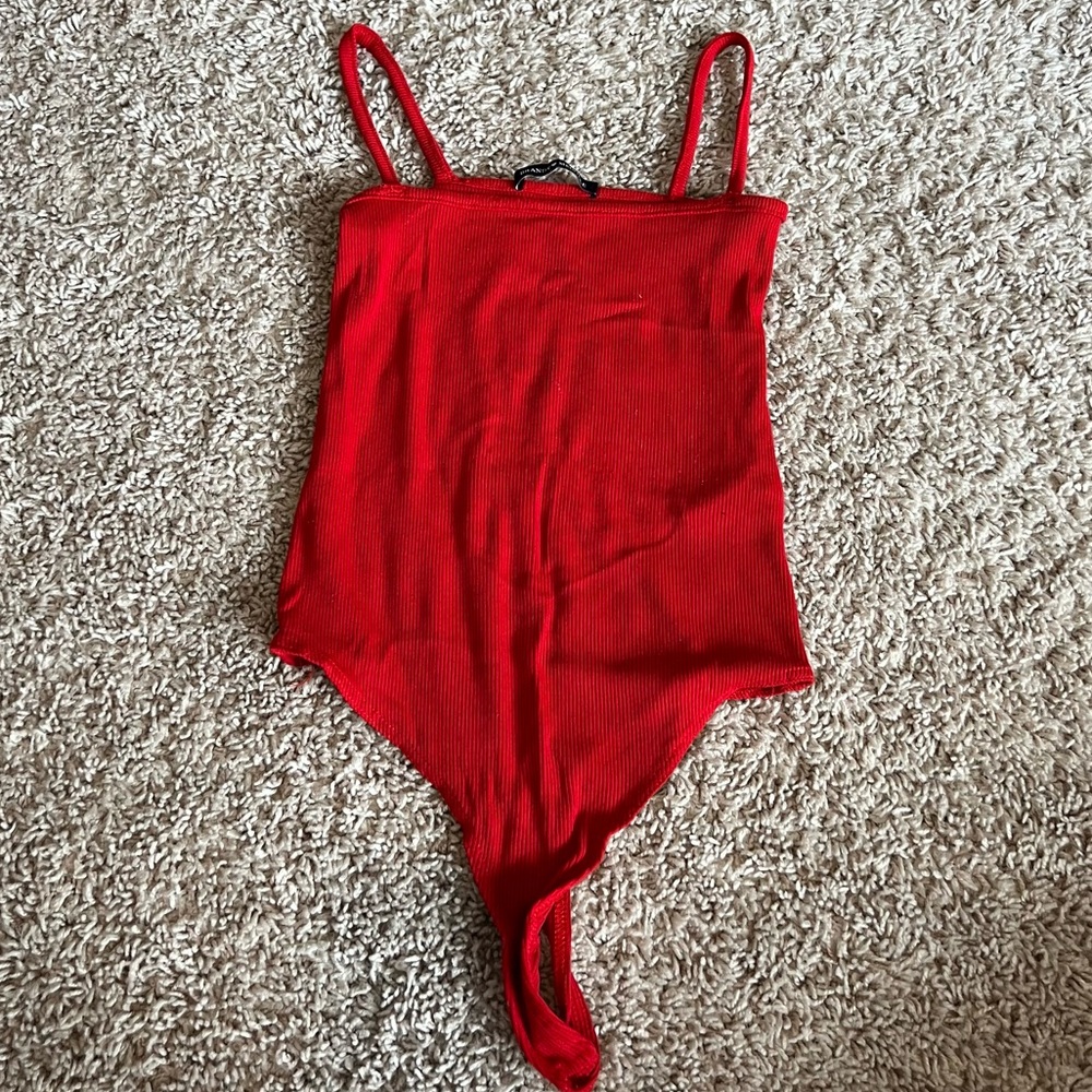 Brandy Melville Red Soft Stretch Bodysuit